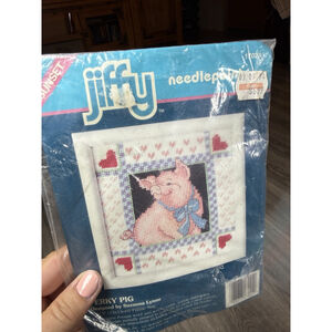Sunset Vintage Needlepoint Kit Perky Pig #17024 New By Suzanna Lynne 5x5” Sealed